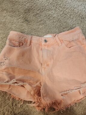 Peach Distressed Denim Cutoff Shorts Vervet Size Med